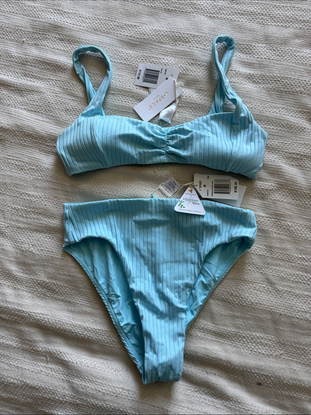 L*Space Light Blue Ribbed Two-Piece Bikini